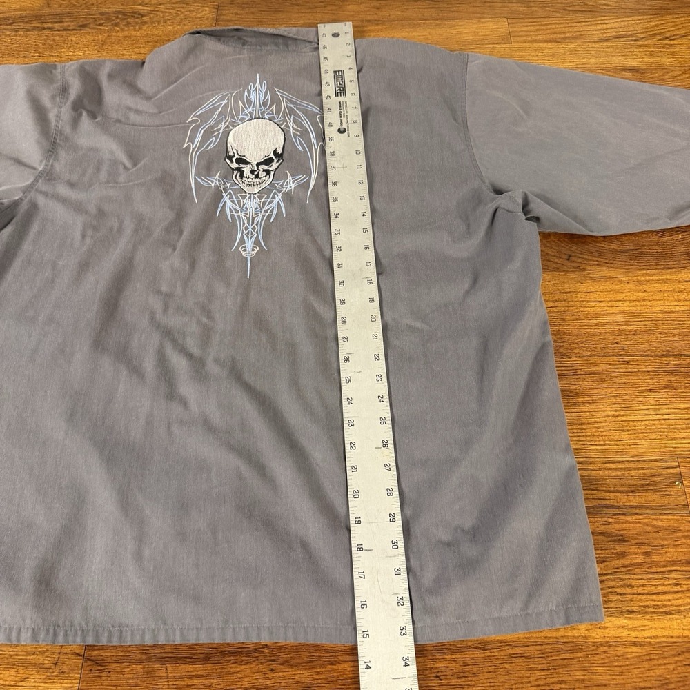 vintage Dragonfly Clothing Company Men's Y2K Skull Wing Button-Up Shirt XL - Picture 8 of 9